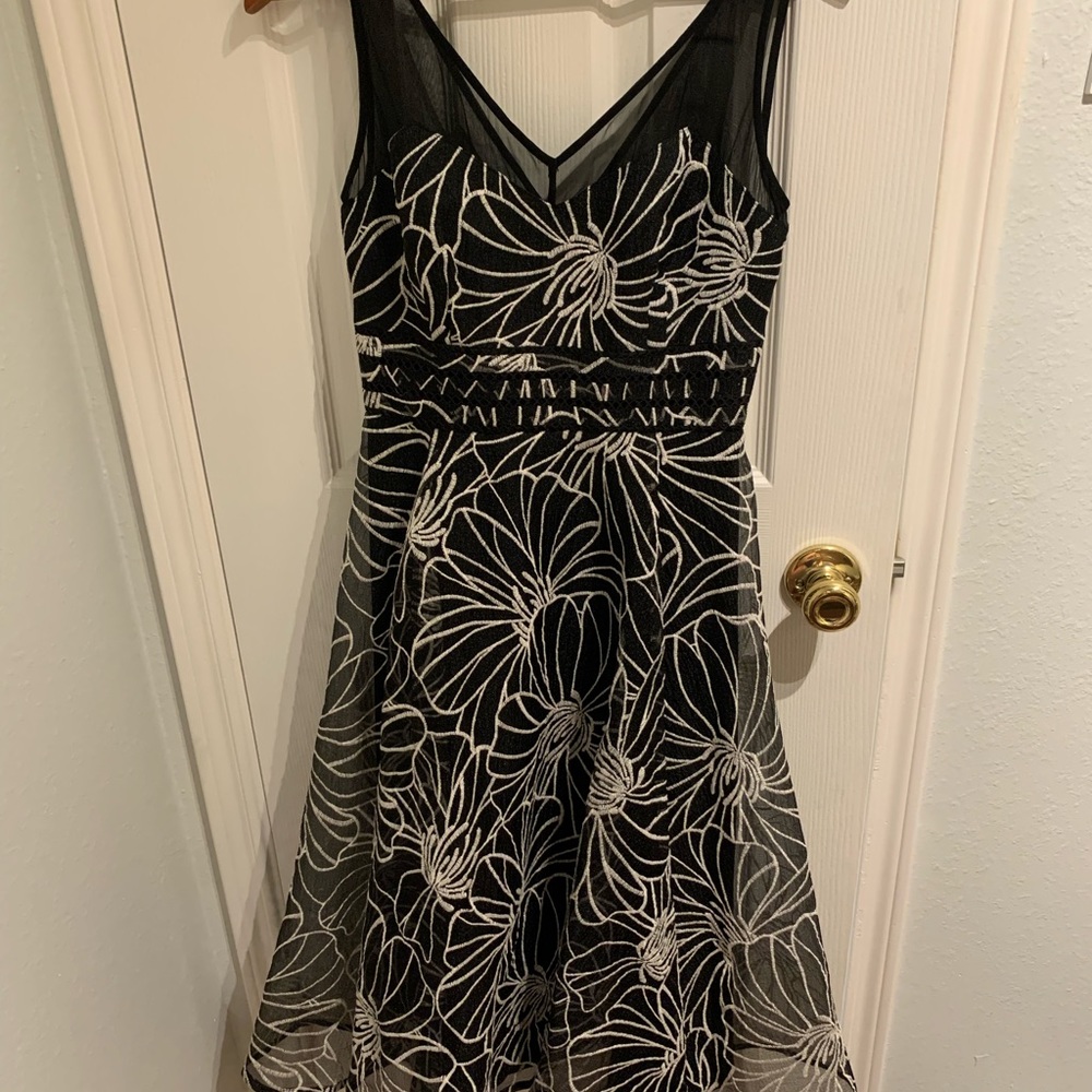 Size 2 Moulinette Souers black and white lined tea dress.